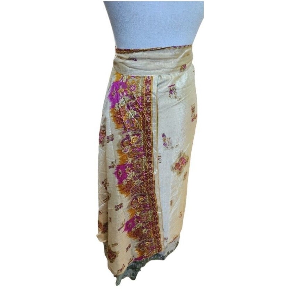 Iris Impressions Wrap Reversable Silk Sari Skirt One Size Boho Artsy